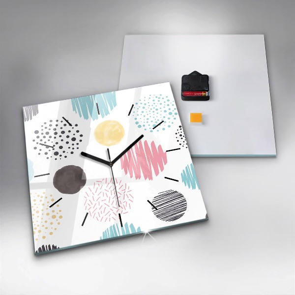 Pendule carrée en verre Motif géométrique