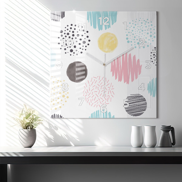 Pendule carrée en verre Motif géométrique