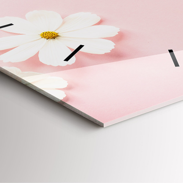 Pendule carrée en verre Fleurs de marguerite