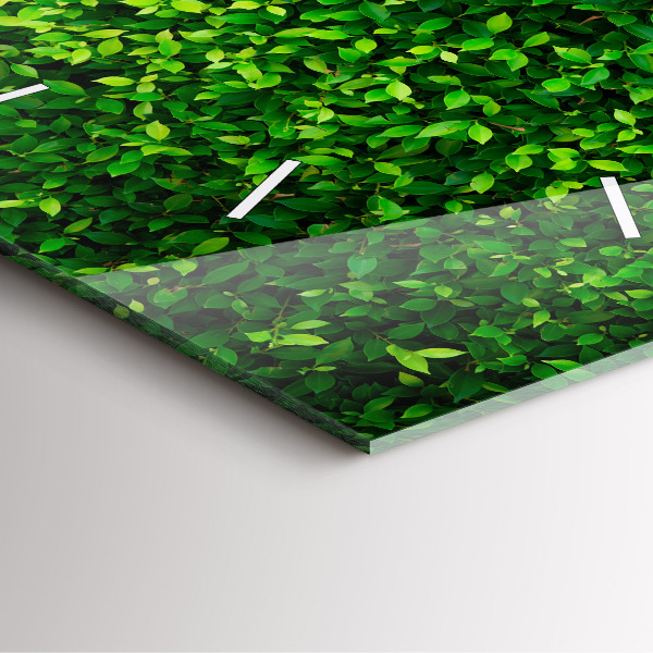 Pendule carrée en verre feuilles de haie