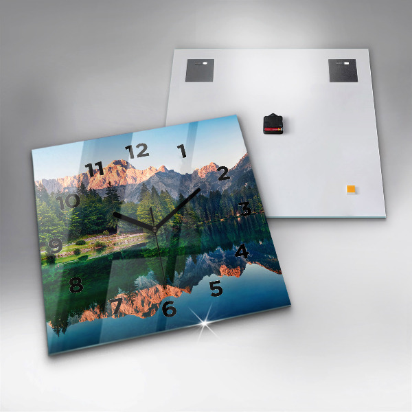Pendule carrée en verre Paysage lacustre