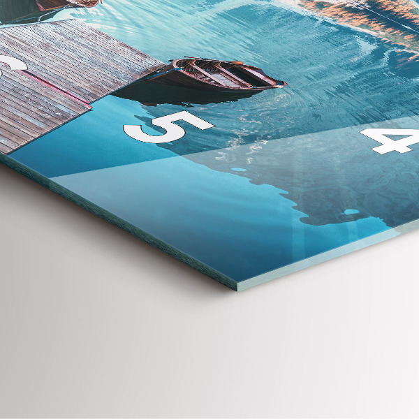 Pendule carrée en verre Bateaux sur le lac