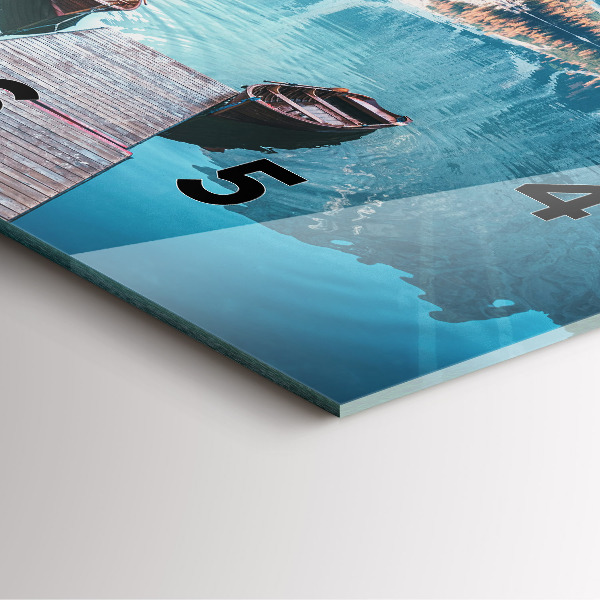 Pendule carrée en verre Bateaux sur le lac