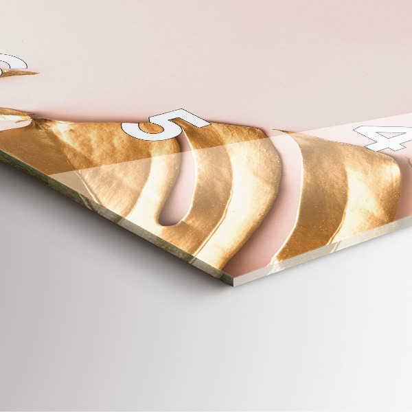 Pendule carrée en verre Feuilles tropicales dorées