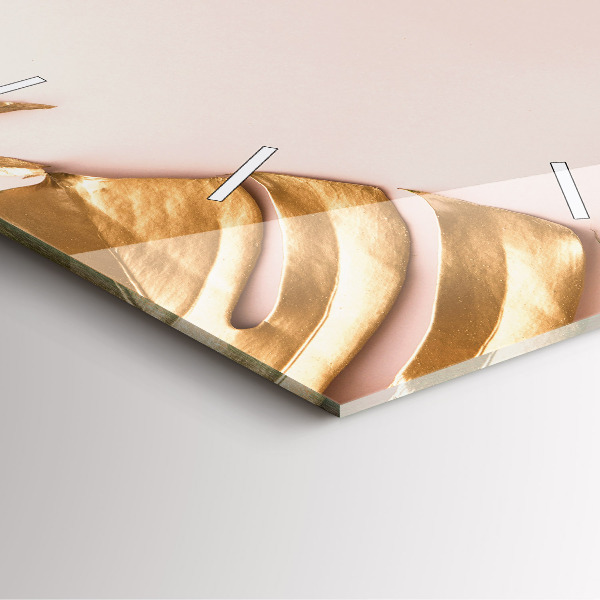 Pendule carrée en verre Feuilles tropicales dorées