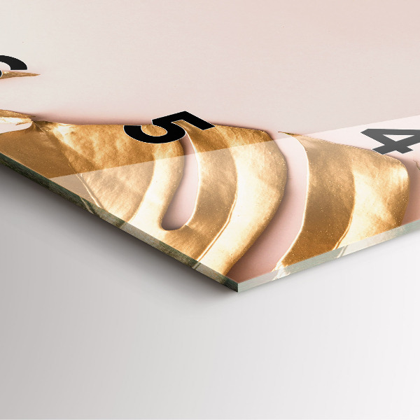 Pendule carrée en verre Feuilles tropicales dorées