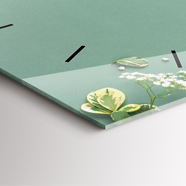 Pendule carrée en verre Fleurs délicates