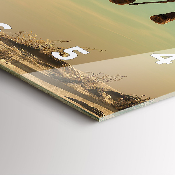 Pendule carrée en verre Éléphant sur un arbre