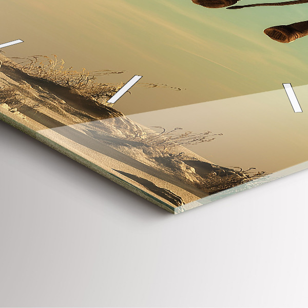 Pendule carrée en verre Éléphant sur un arbre