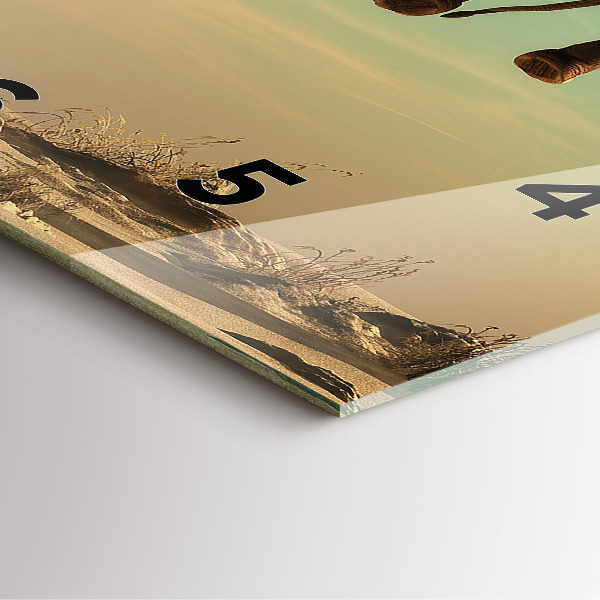 Pendule carrée en verre Éléphant sur un arbre