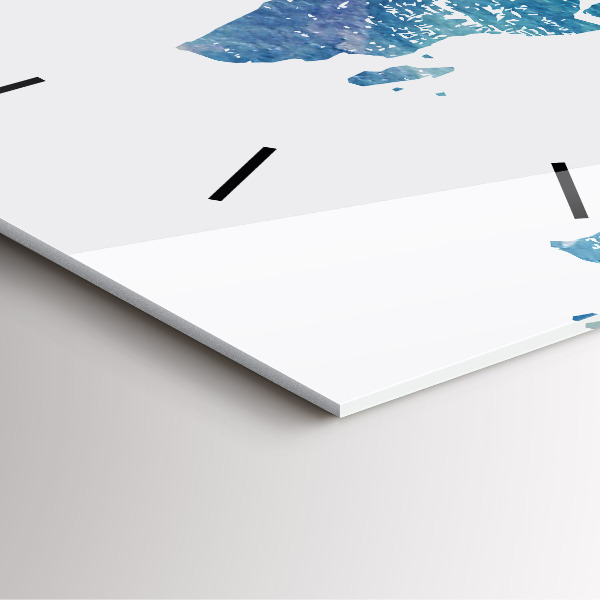 Pendule carrée en verre Carte du monde