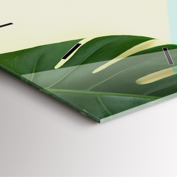 Pendule carrée en verre Feuilles de Monstera