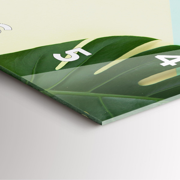 Pendule carrée en verre Feuilles de Monstera