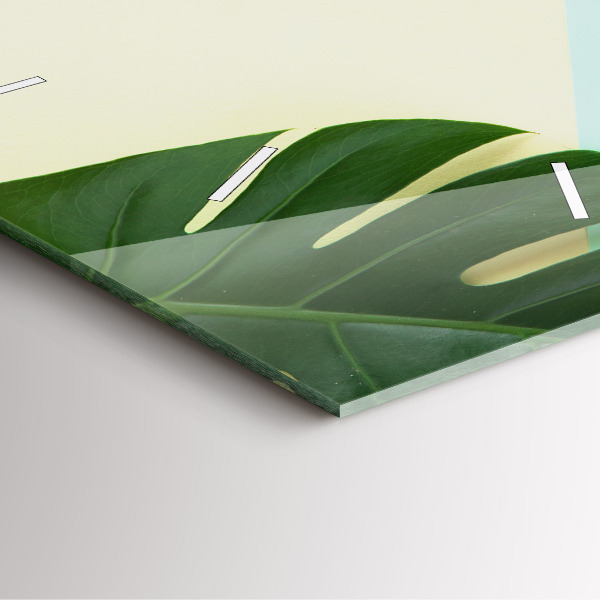 Pendule carrée en verre Feuilles de Monstera