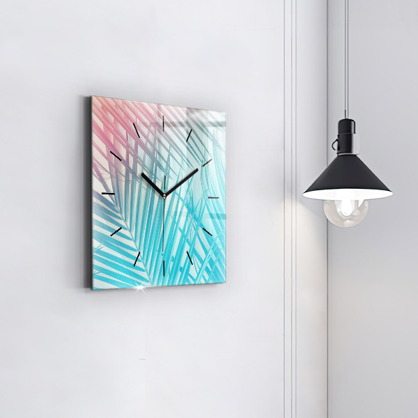 Pendule carrée en verre Palmier tropical