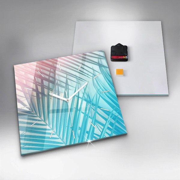 Pendule carrée en verre Palmier tropical