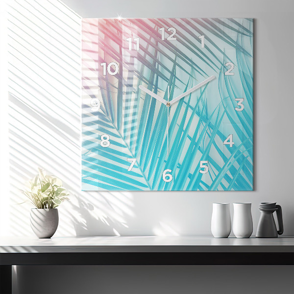 Pendule carrée en verre Palmier tropical