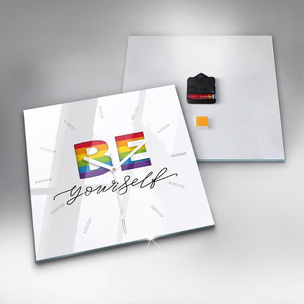 Pendule carrée en verre 'L''inscription Sois toi-même'