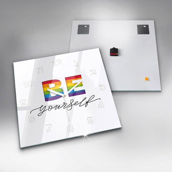 Pendule carrée en verre 'L''inscription Sois toi-même'