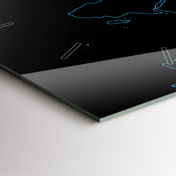Pendule carrée en verre Contours de la carte du monde