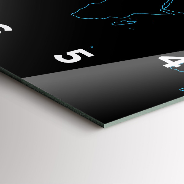 Pendule carrée en verre Contours de la carte du monde