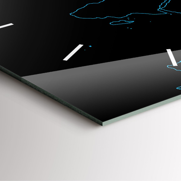 Pendule carrée en verre Contours de la carte du monde