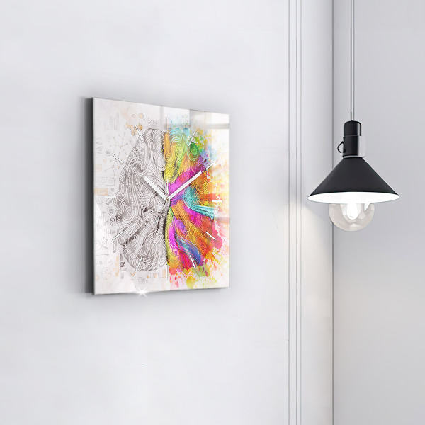Pendule carrée en verre Cerveau abstrait