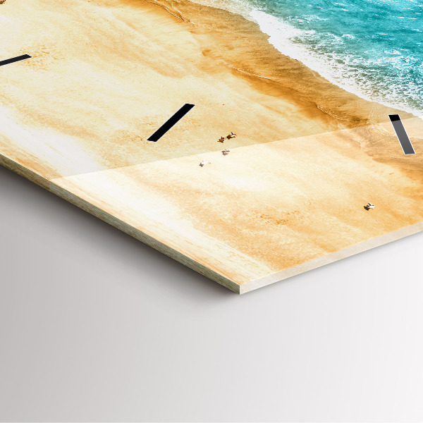 Pendule carrée en verre gens de la plage de la mer