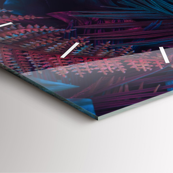 Pendule carrée en verre Fleurs exotiques