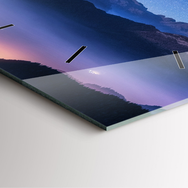 Pendule carrée en verre Voie lactée et montagnes