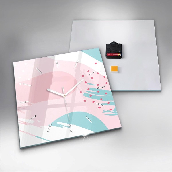 Pendule carrée en verre Abstraction pastel