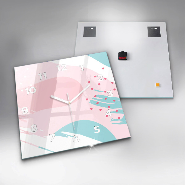 Pendule carrée en verre Abstraction pastel