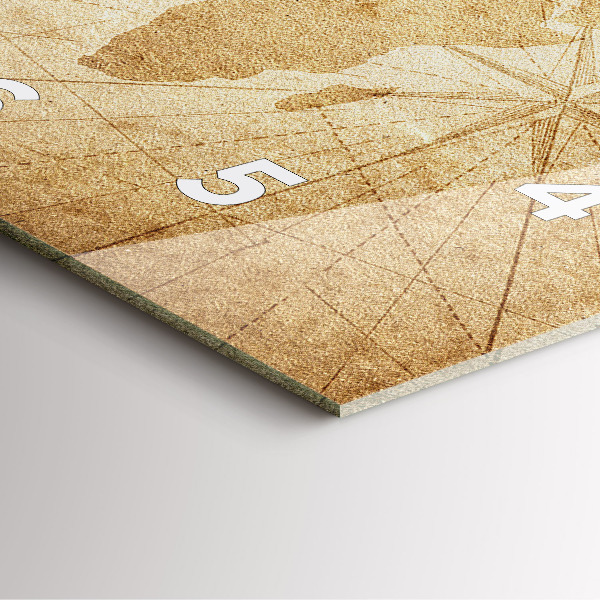 Pendule carrée en verre Carte du monde vintage