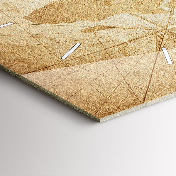 Pendule carrée en verre Carte du monde vintage