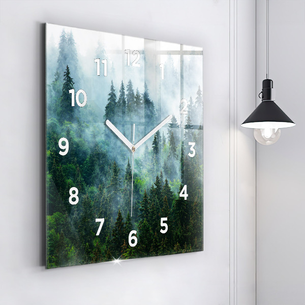 Pendule carrée en verre Forêt brumeuse