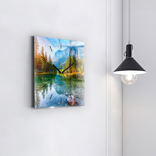 Pendule carrée en verre Paysage de montagnes fluviales