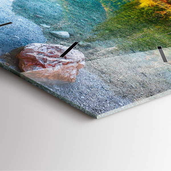 Pendule carrée en verre Paysage de montagnes fluviales