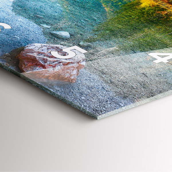 Pendule carrée en verre Paysage de montagnes fluviales