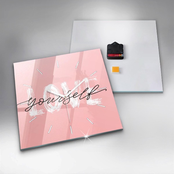 Pendule carrée en verre 'L''inscription Aimez-vous'