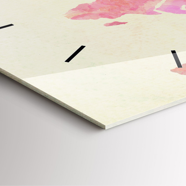 Pendule carrée en verre 'Carte du monde à l''aquarelle'