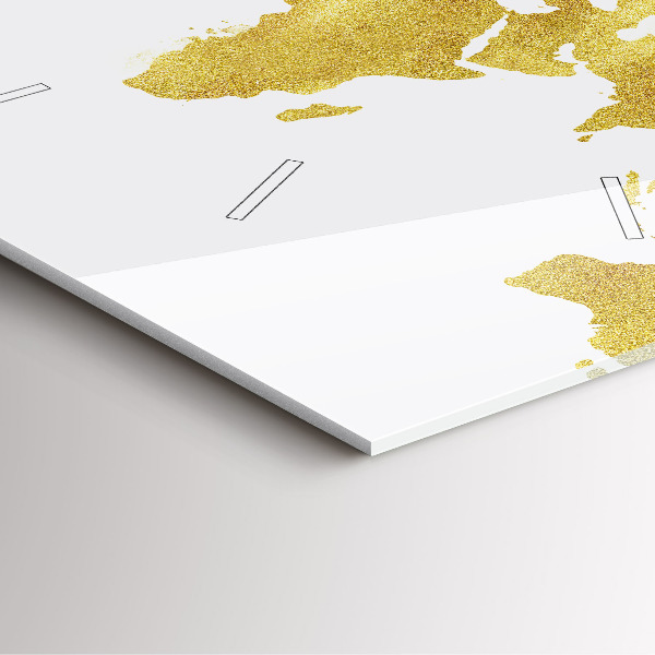 Pendule carrée en verre Carte dorée du monde