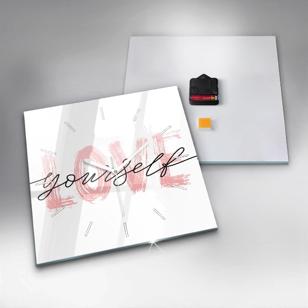 Pendule carrée en verre 'L''inscription Aimez-vous'