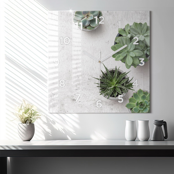 Pendule carrée en verre Plantes ornementales