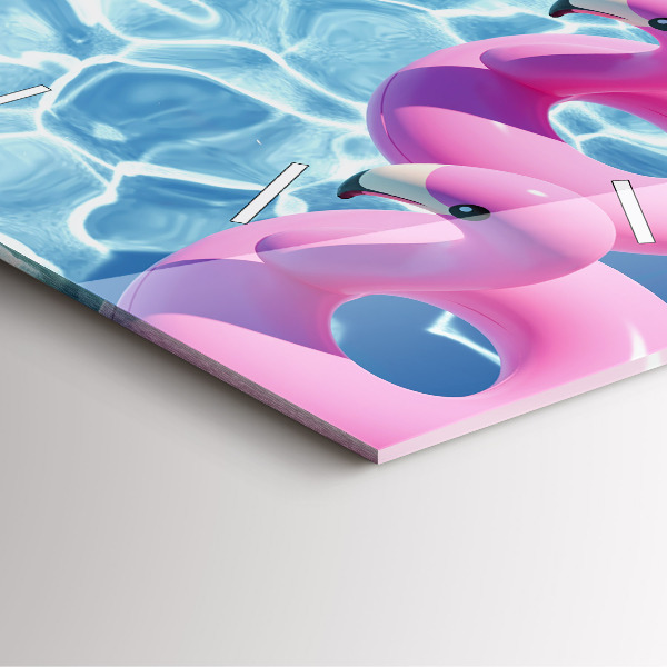 Pendule carrée en verre Pissenlits flamants roses