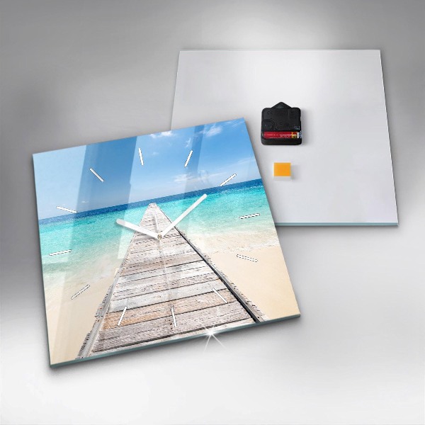 Pendule carrée en verre Île tropicale