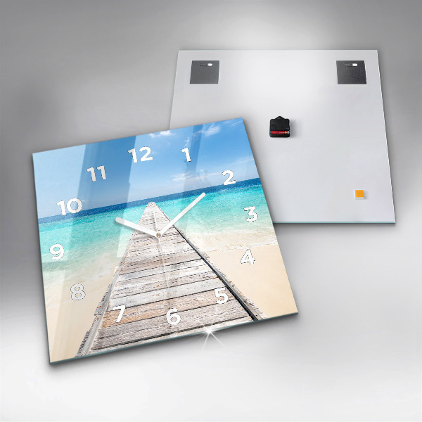 Pendule carrée en verre Île tropicale