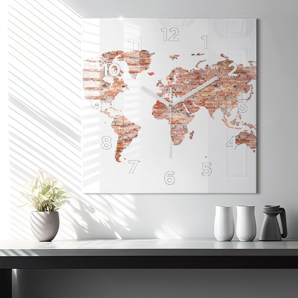 Horloge carrée en verre Vieille carte en briques