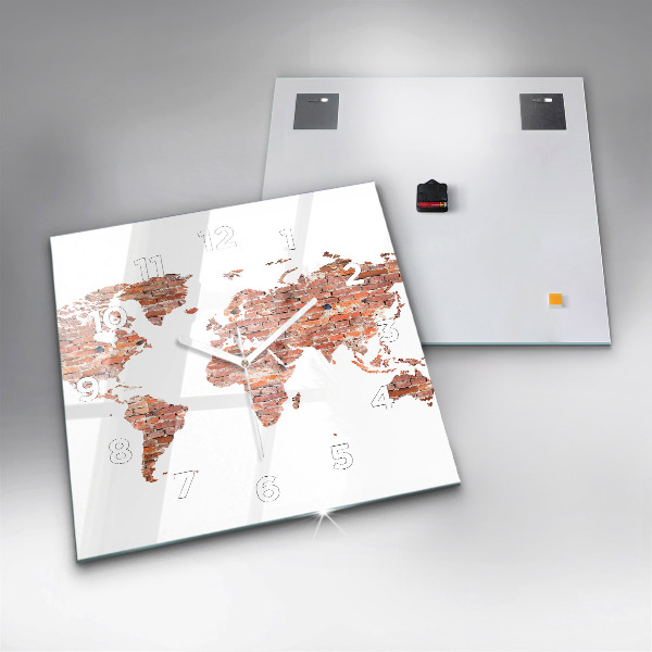 Horloge carrée en verre Vieille carte en briques