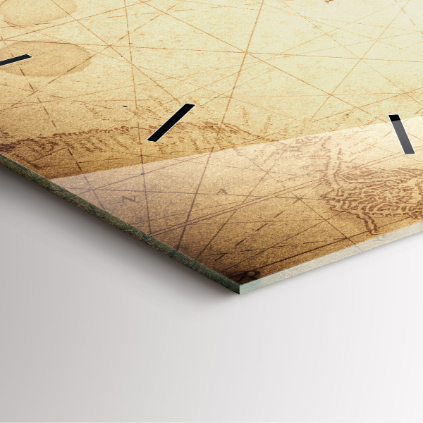 Horloge carrée en verre Carte du vieux monde