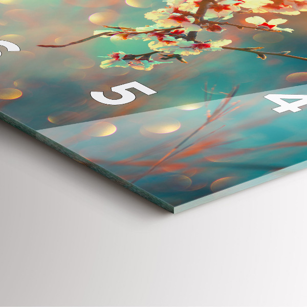 Horloge carrée en verre Fleurs de printemps